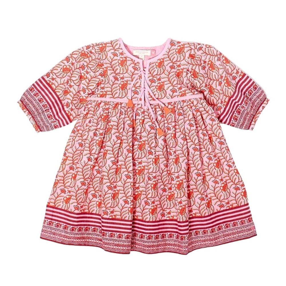 Pink Chicken Floral Pink and Red Casual Dress